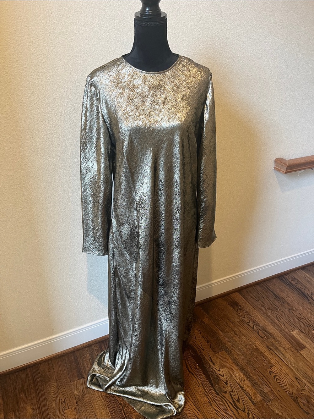 Banana Republic Metallic Gold Long Sleeve Maxi Gown